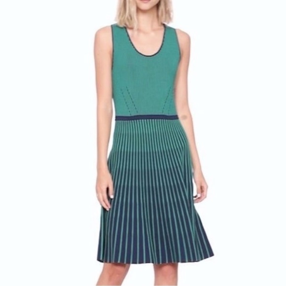 Banana Republic Dresses & Skirts - Banana Republic Teal and Black Striped Midi Dress